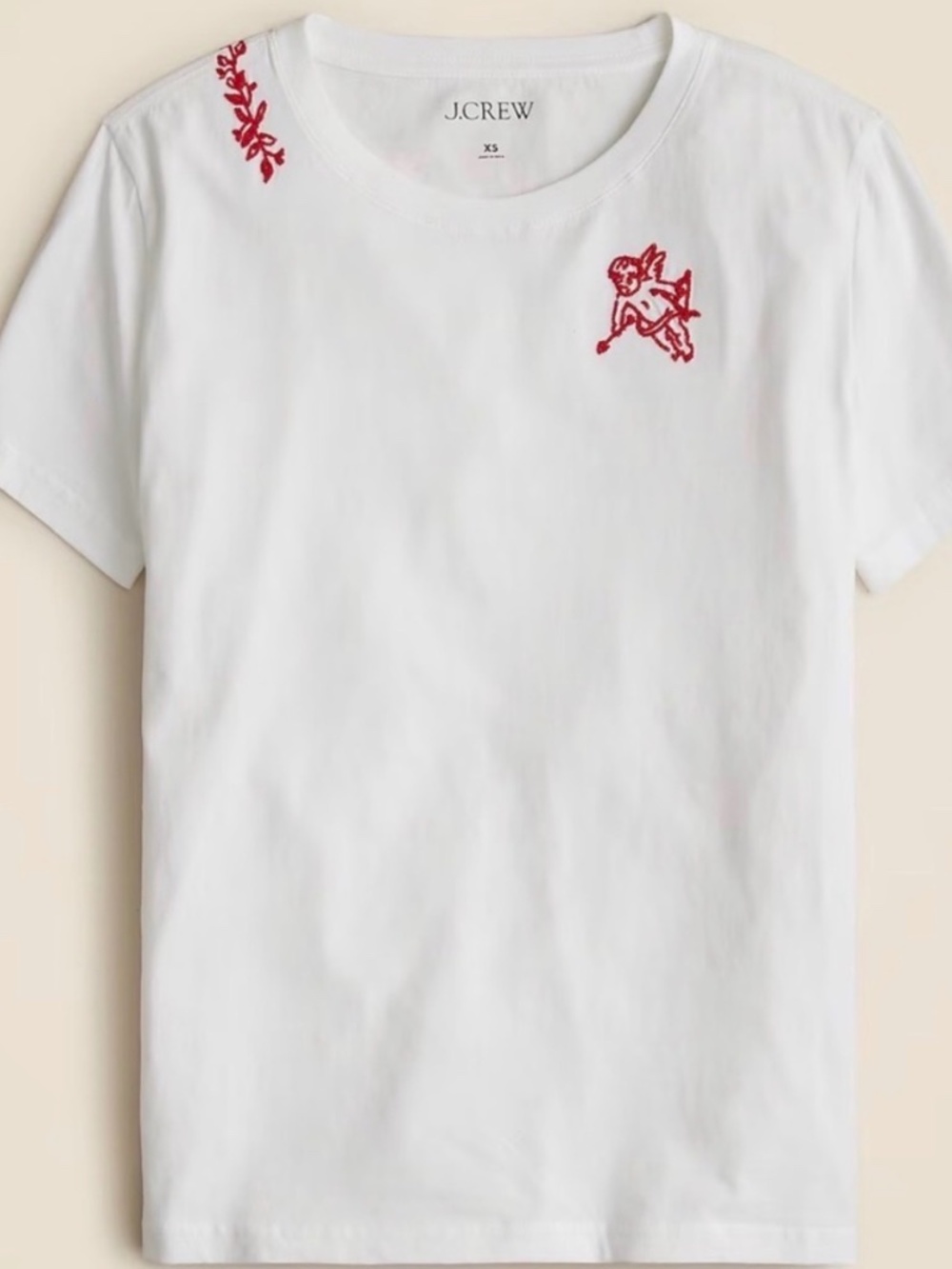 J.Crew NWOT Classic Fit Cherub Embroidered T-Shirt Size XXL